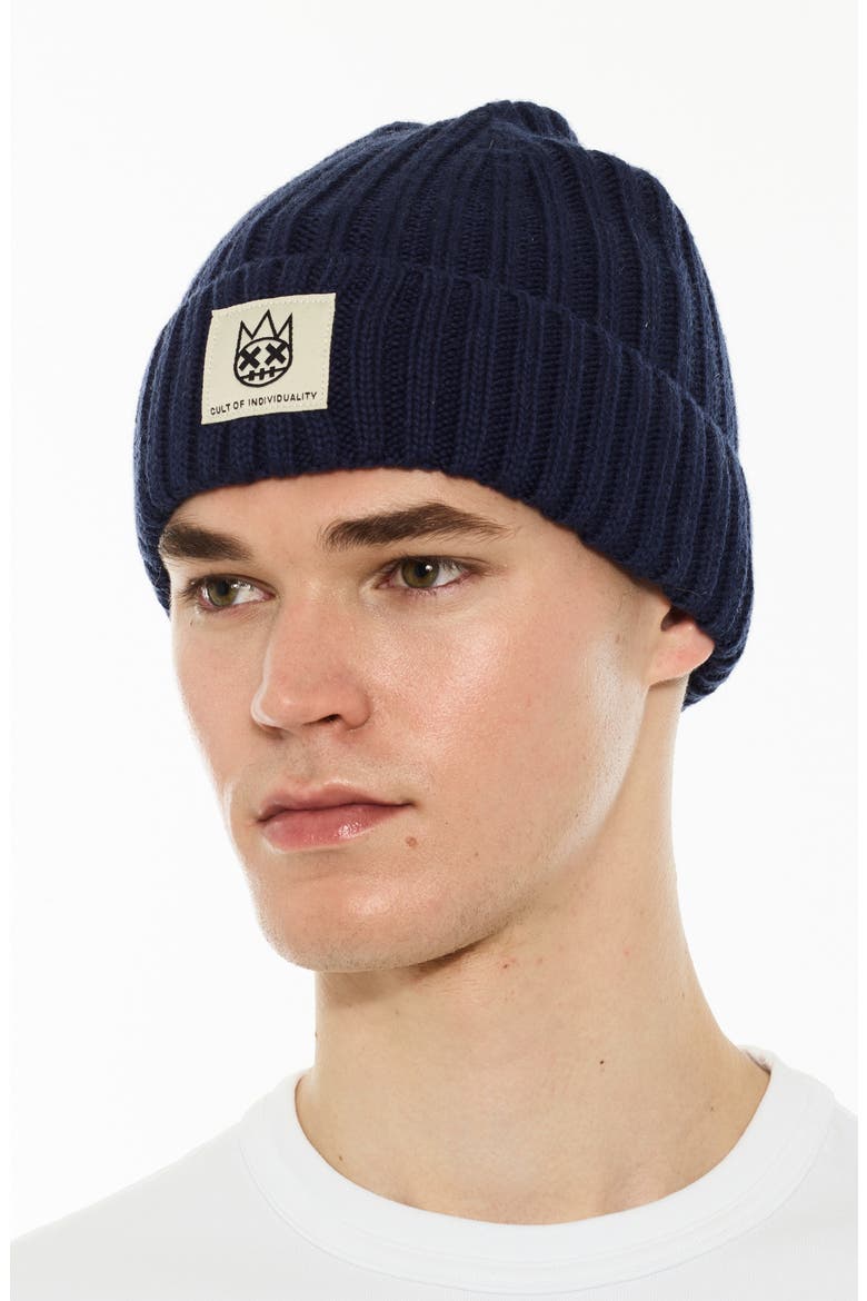Logo Label Wool Blend Knit Beanie, Alternate, color, MIDNIGHT BLUE