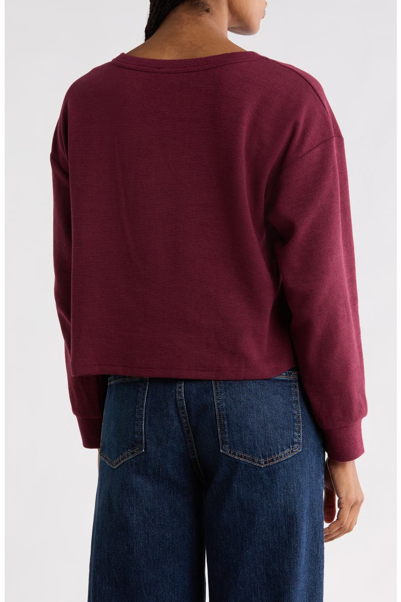 Waffle Knit Cropped Henley Tee, Alternate, color, MULBERRY