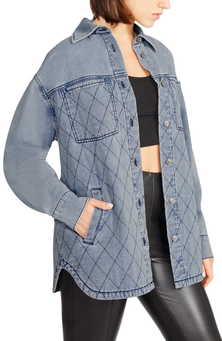 Steve Madden Lennon Quilted Denim Shacket, Alternate, color, 