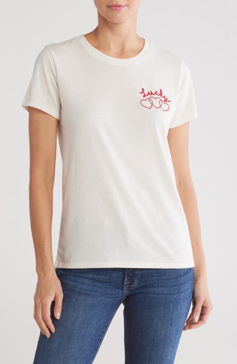 Short Sleeve Crewneck Heart T-Shirt