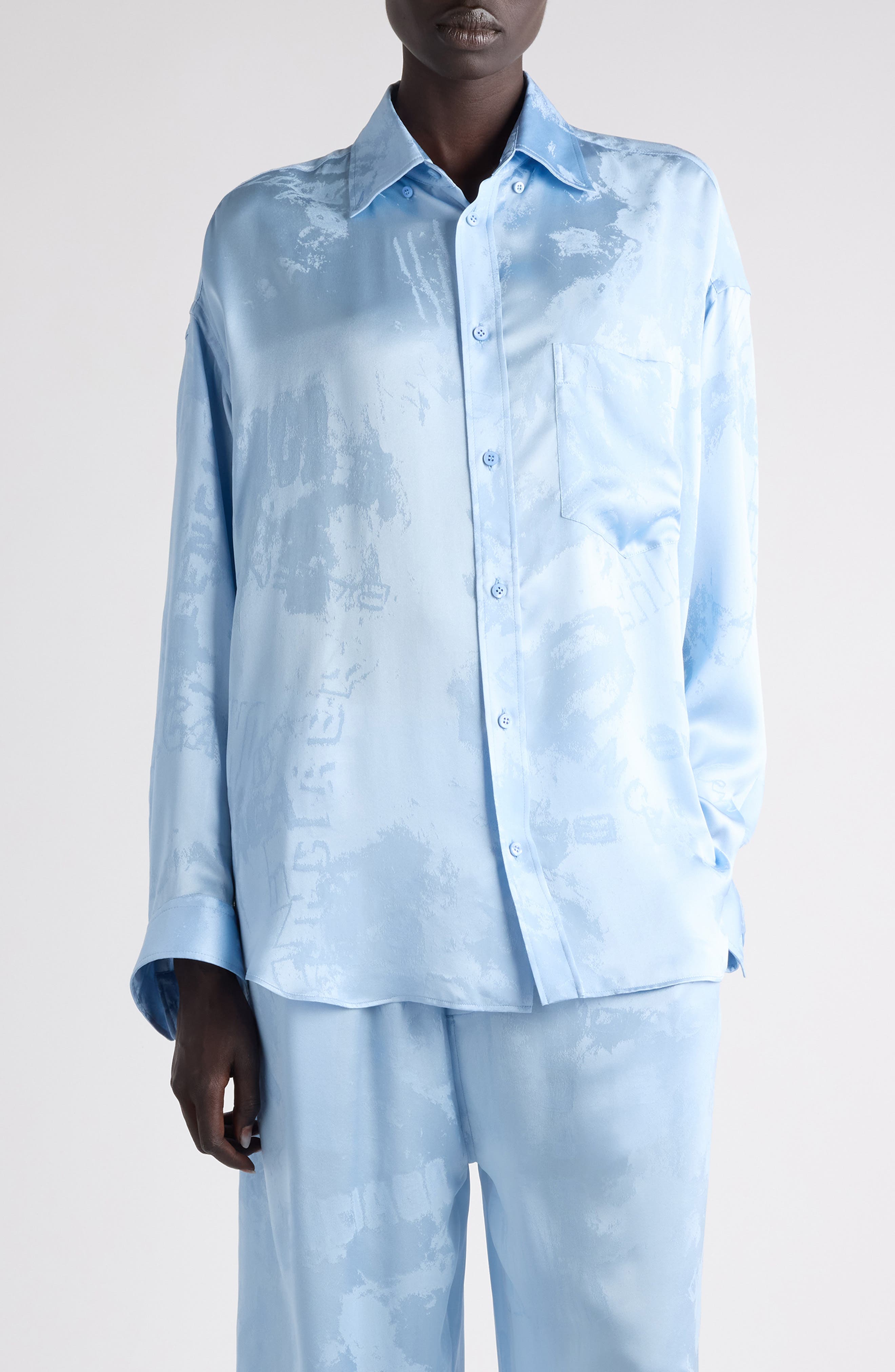 Washed Silk Cocoon Button-Up Shirt