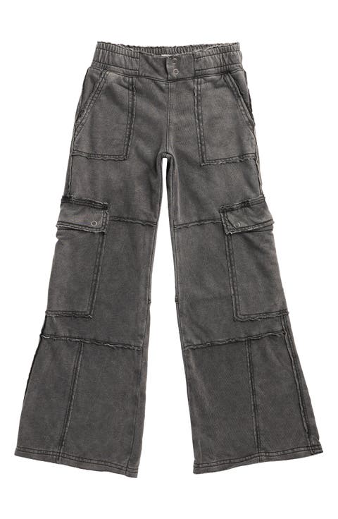 Kids' French Terry Wide Leg Cargo Pants (Big Kid)