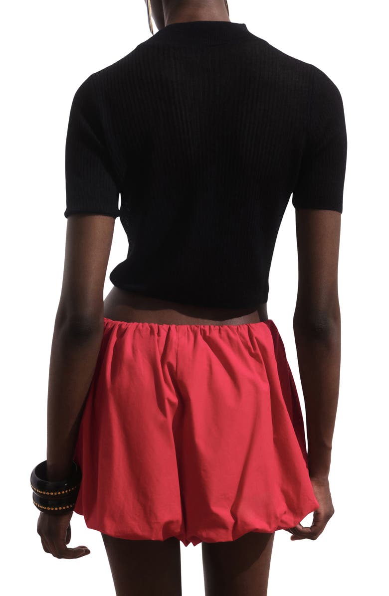 MANGO Short Sleeve Crop Sweater, Alternate, color, Black
