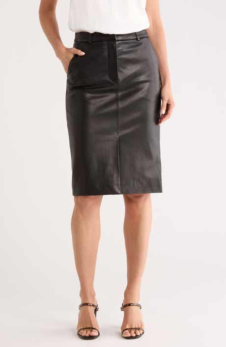 Veronica Beard Maxine Leather Pencil Skirt