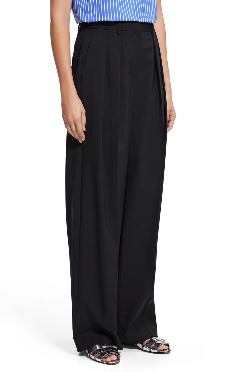 Theory New T Double Pleated Stretch Wool Pants, Alternate, color, 