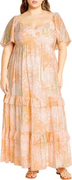 City Chic Marci Tiered Print Maxi Dress
