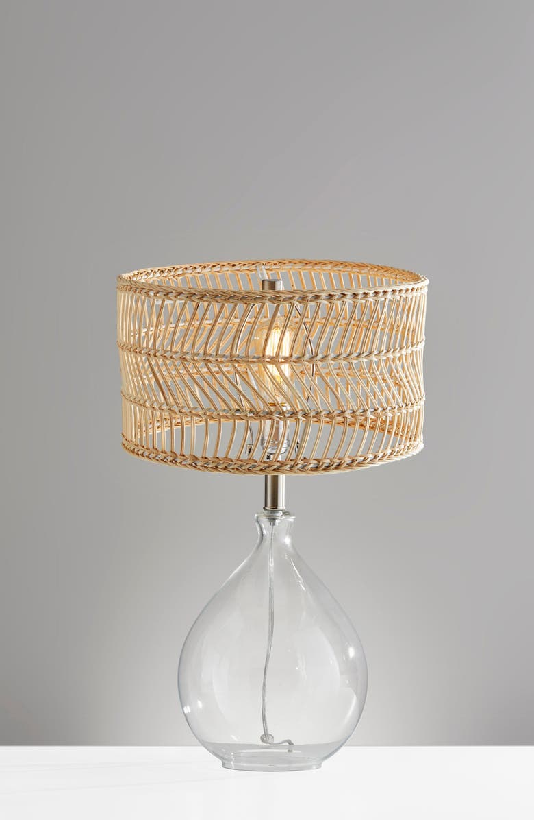 ADESSO LIGHTING Cuba Teardrop Table Lamp, Alternate, color, Clear With Brushed Steel