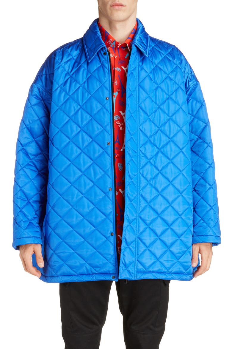 Oversize Quilted Nylon Jacket, Main, color, SAPPHIRE BLUE