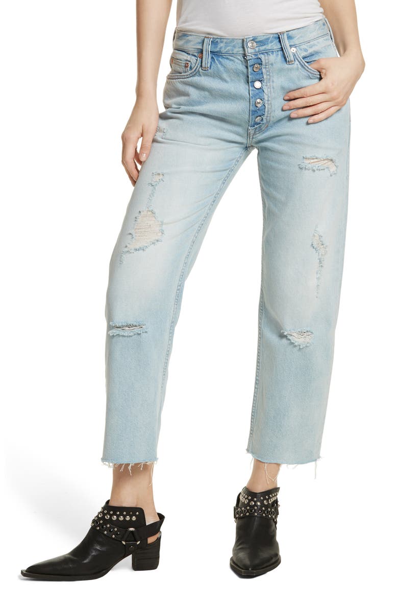 Rolling on the River Straight Leg Jeans, Main, color, LIGHT DENIM