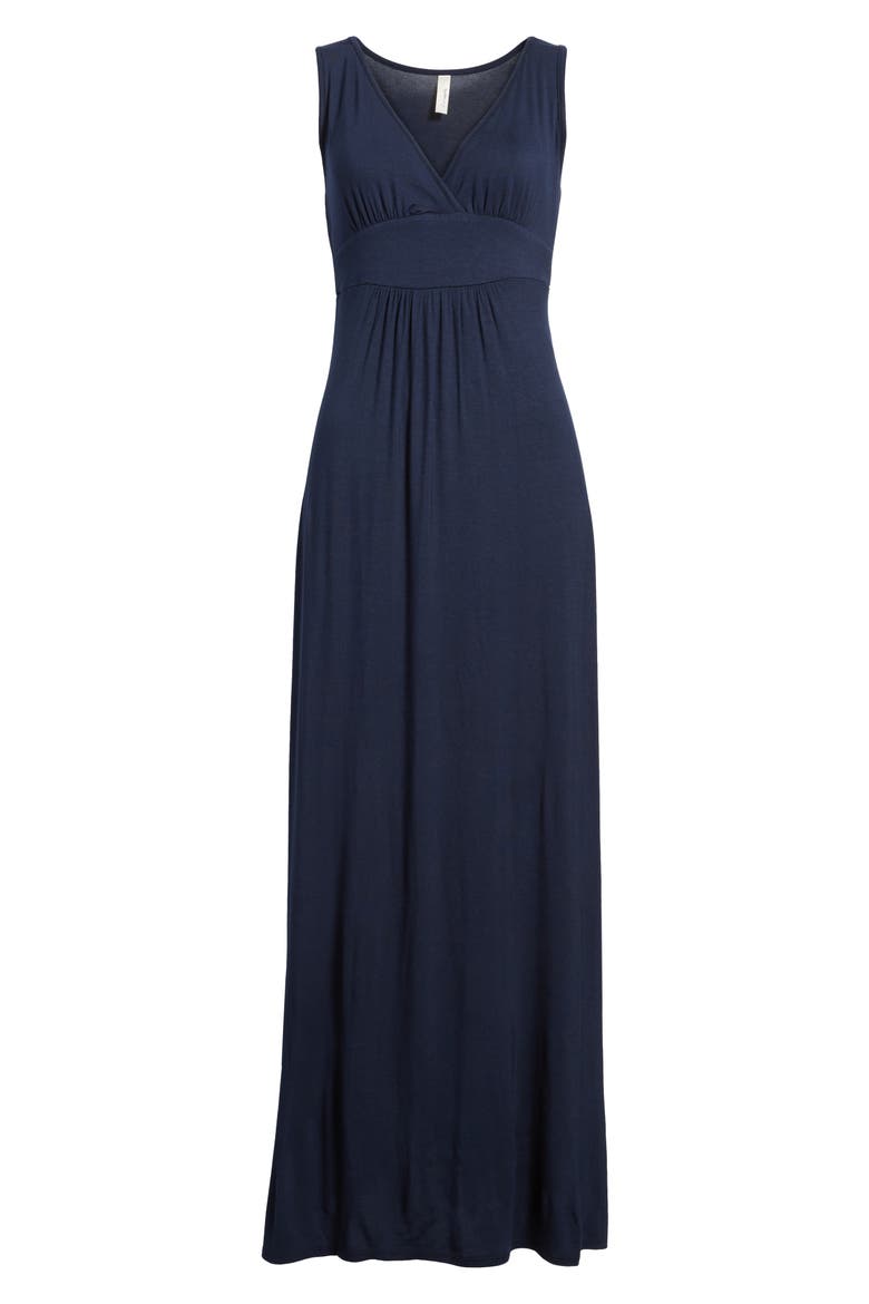 V-Neck Jersey Maxi Dress, Main, color, MIDNIGHT