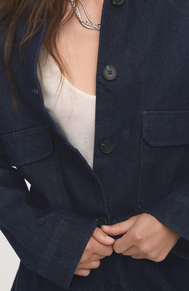 MANGO Crop Denim Jacket, Alternate, color, Open Blue