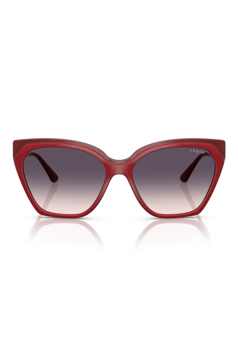 57mm Polarized Gradient Cat Eye Sunglasses, Main, color, RED