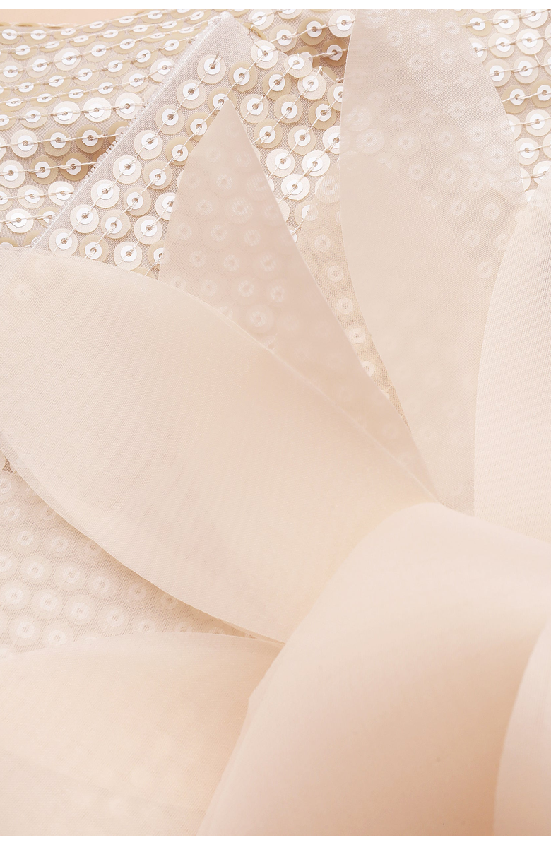 Malva Florea One-Shoulder Sequin Floral Gown, Alternate, color, Beige