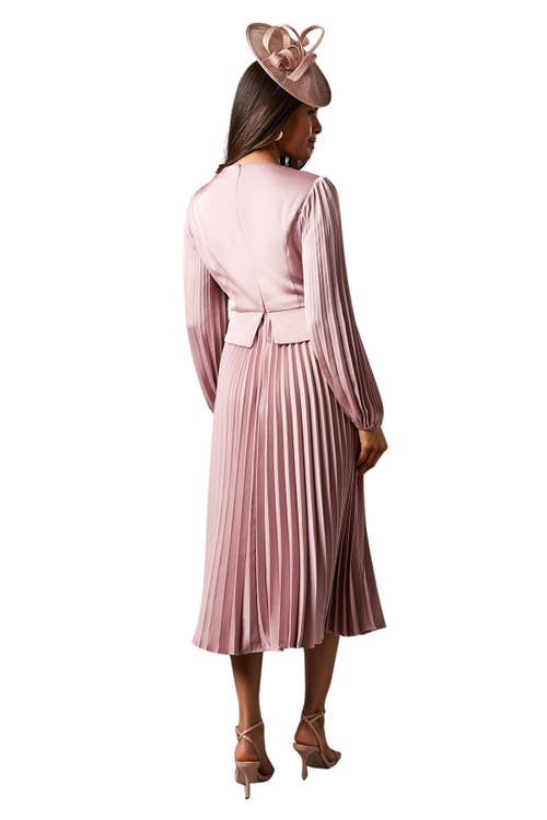 Coast Petite Pleat Skirt Midi Dress In Pink