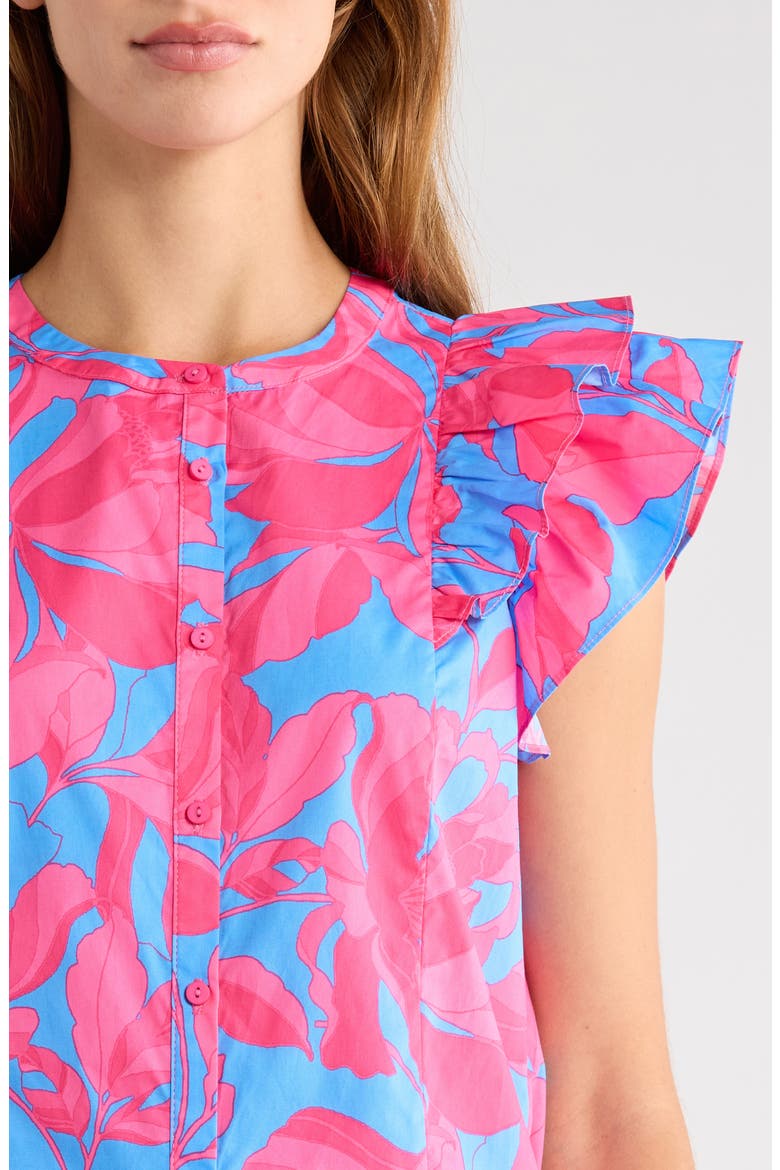 Sammi Print Ruffle Top, Alternate, color, PINK-BLUE