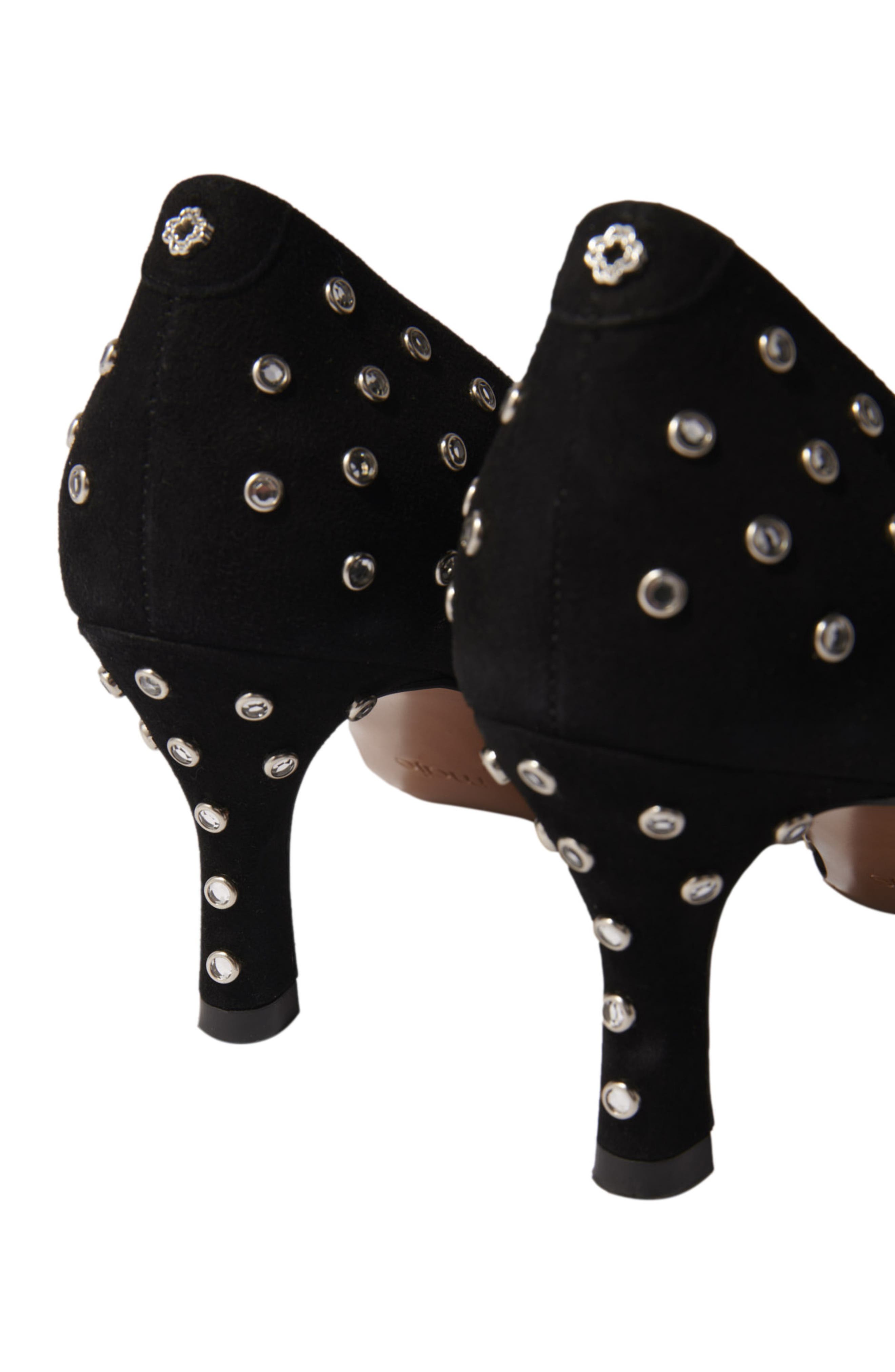 maje Rhinestone pumps with pointed toes, Alternate, color, Black