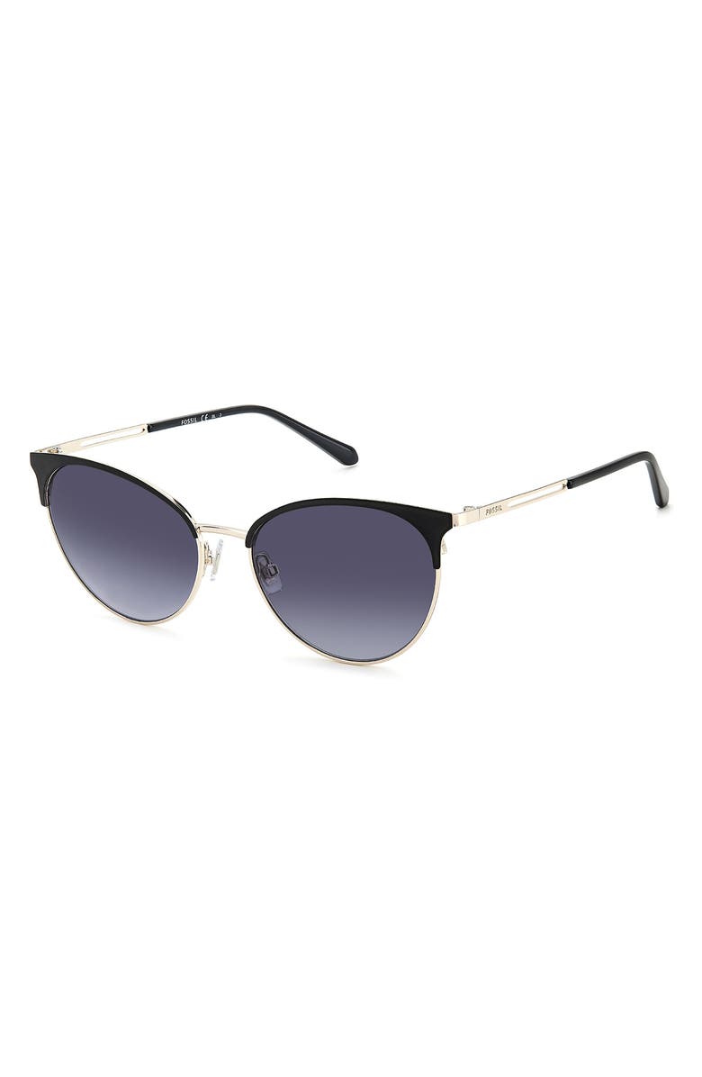 Fossil 55mm Gradient Cat Eye Sunglasses, Alternate, color, Matte Black