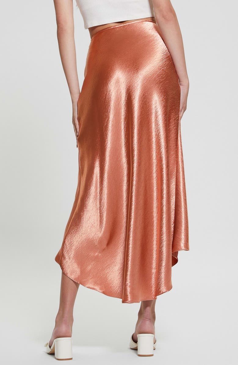 GUESS Lilya Bias Cut Satin High-Low Midi Skirt, Alternate, color, 