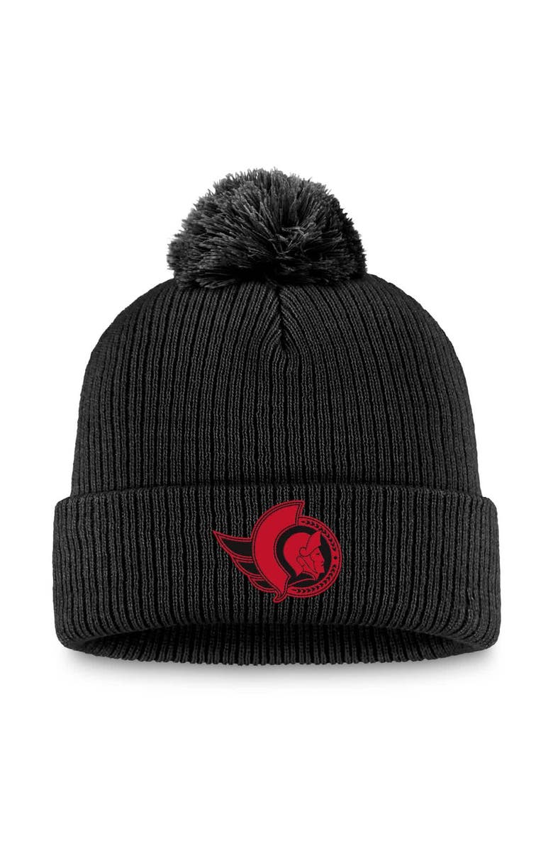 FANATICS Women's Fanatics Black Ottawa Senators Cuffed Knit Hat with Pom, Main, color, Black