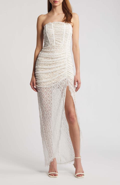 Lace Strapless Maxi Dress