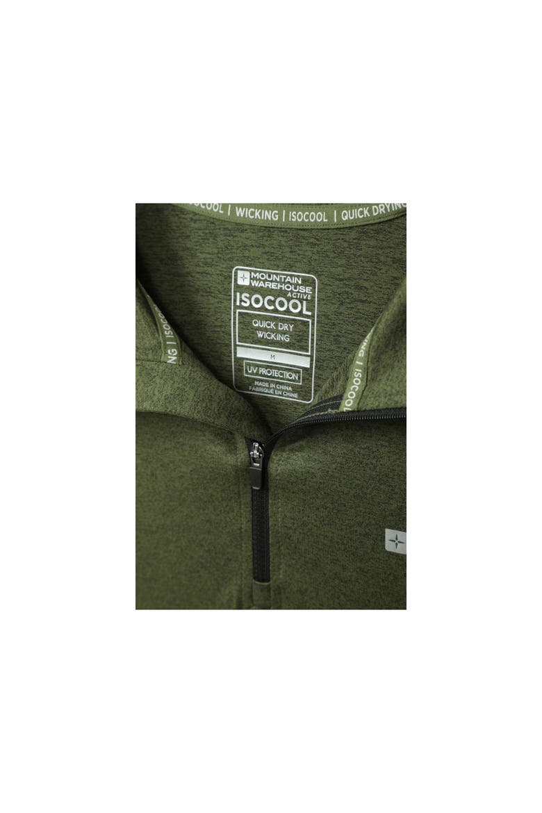 Mens Echo Melange Recycled Half Zip Midlayer Top, Alternate, color, Green