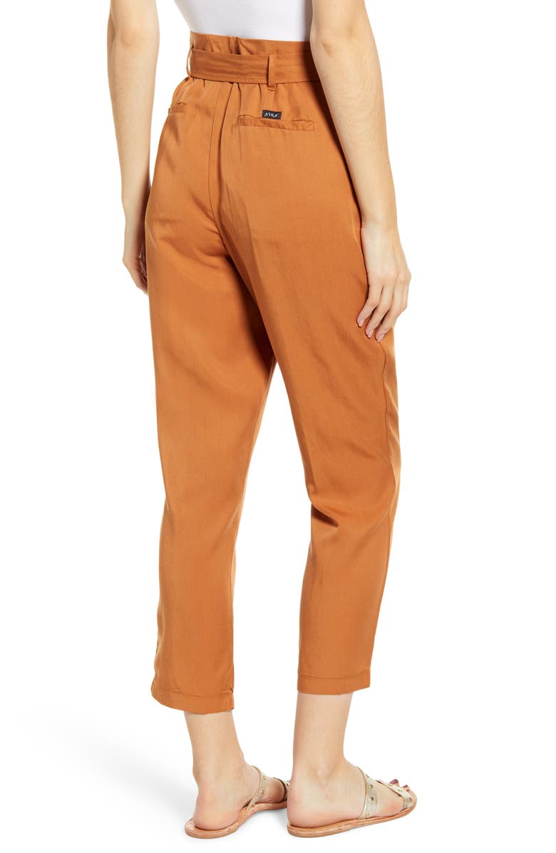 Lira Clothing Rita Tie Waist Crop Pants, Alternate, color, Brown