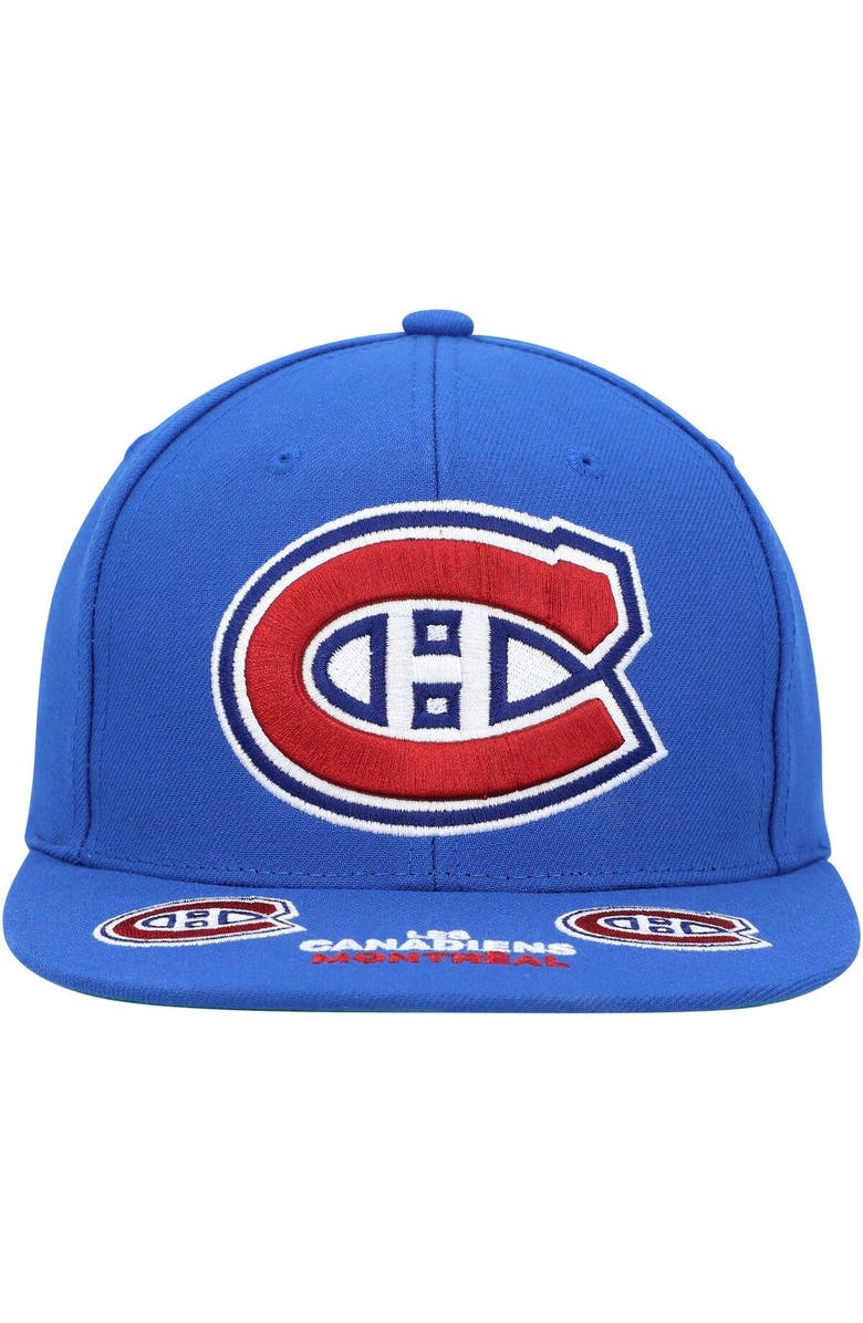 Mitchell & Ness Men's Mitchell & Ness Blue Montreal Canadiens Vintage Hat Trick Snapback Hat, Alternate, color,