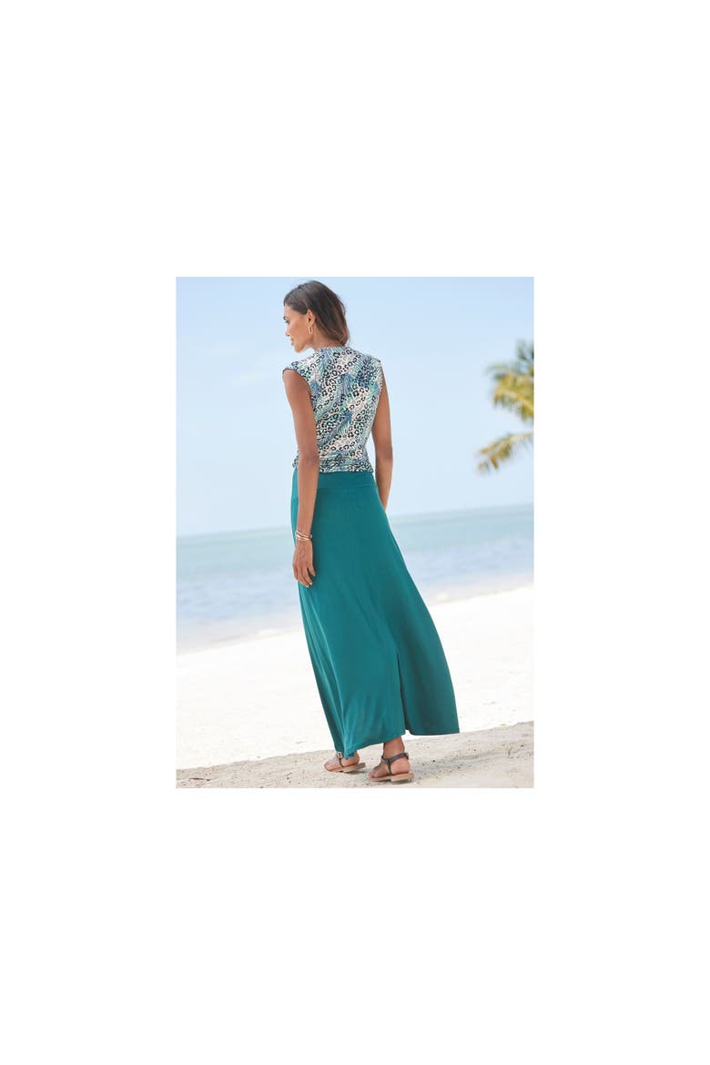 Sleeveless Wrap Look Top, Alternate, color, Grey & Teal