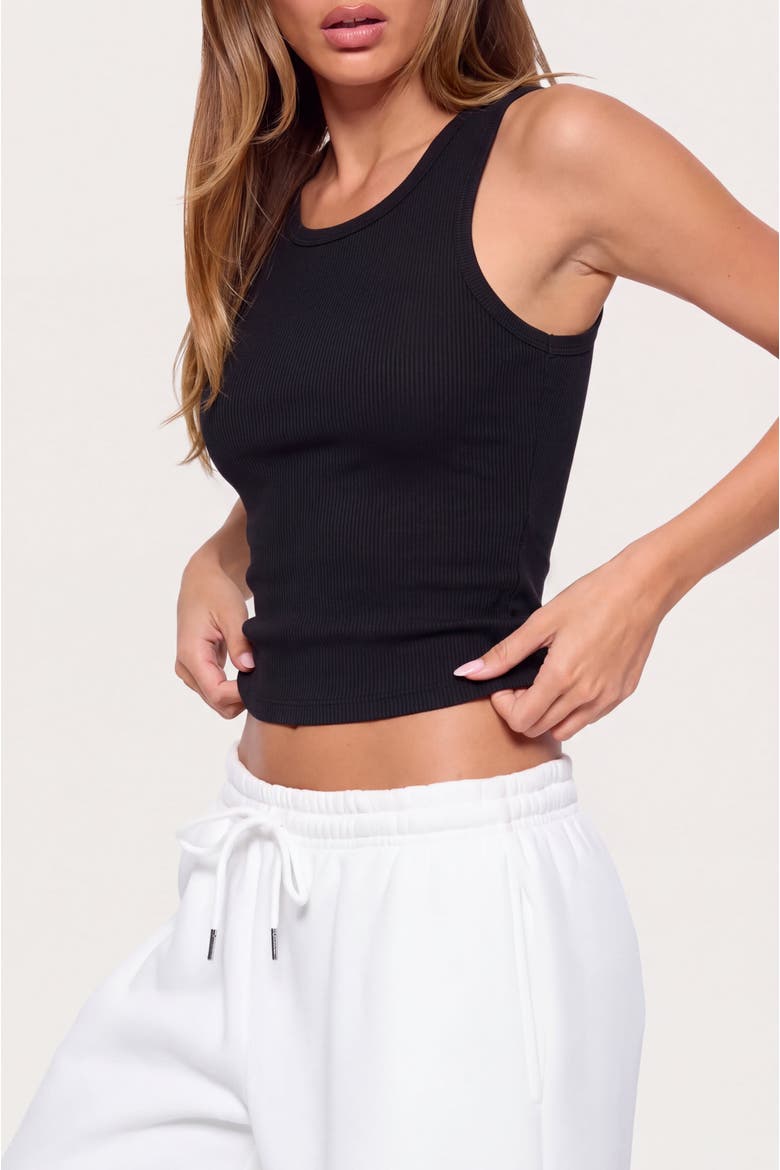 Ribbed Scoop Neck Crop Tank Top, Alternate, color, Black