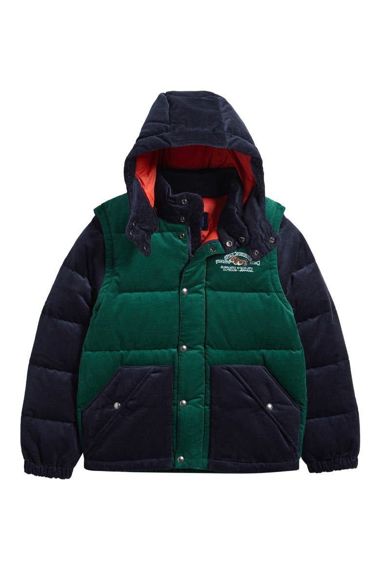 Kids' Convertible Corduroy Down & Feather Fill Jacket, Main, color, MULTI