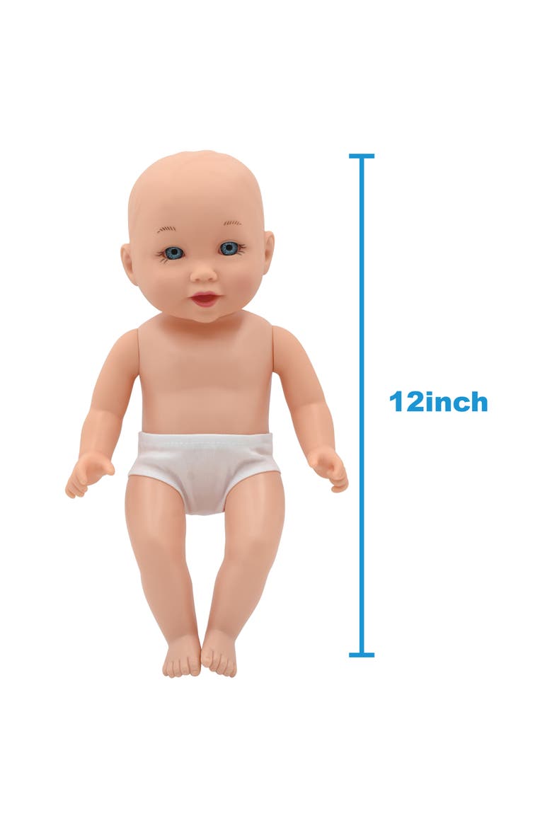 Wash N' Play Baby Set 12" Doll 7Pc Bath Care Toy, 2+, Alternate, color, Multicolored