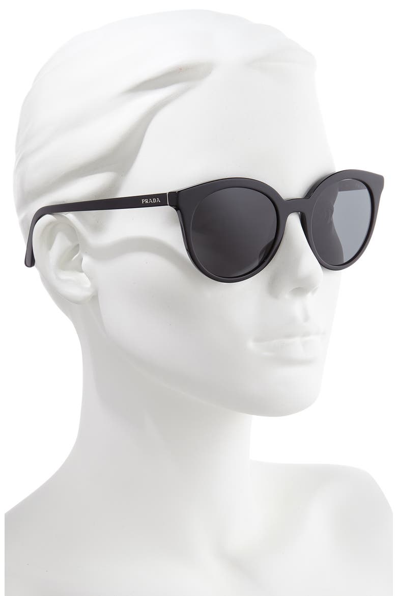 53mm Round Cat Eye Sunglasses, Alternate, color, BLACK/ GREY GRADIENT