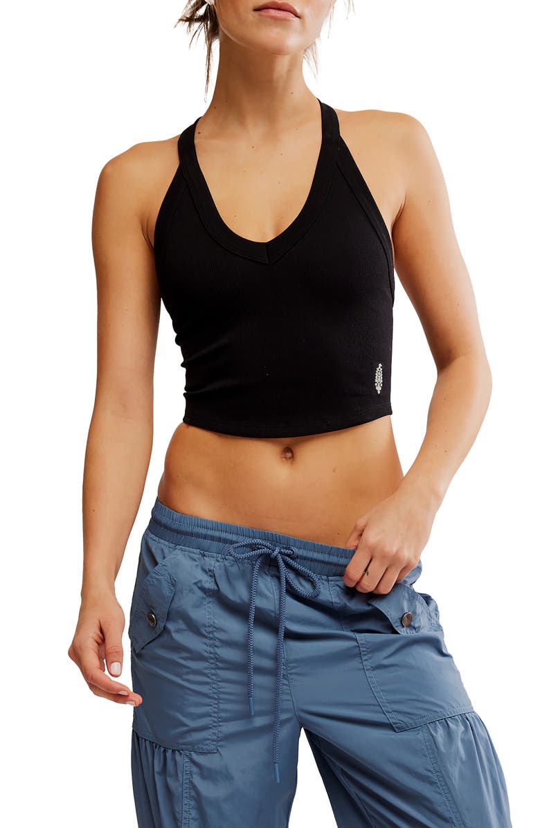 Free People FP Movement All Clear Crop Racerback Tank, Main, color, Black