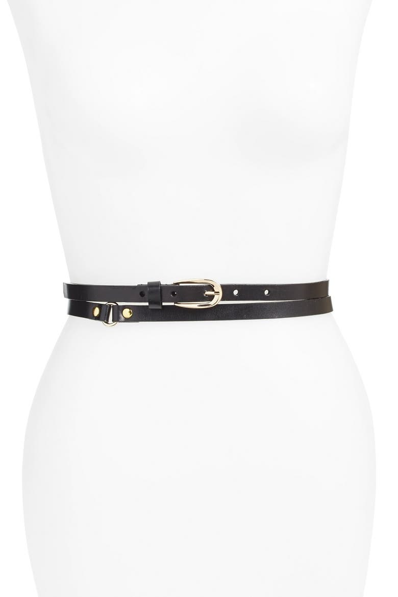 'Charlize' Double Wrap Belt, Main, color, BLACK