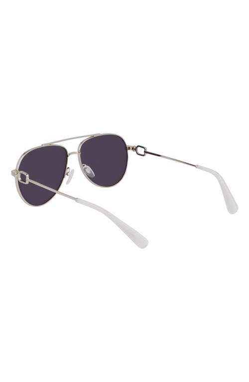 Longchamp Foulonn 58mm Aviator Sunglasses In Silver/grey