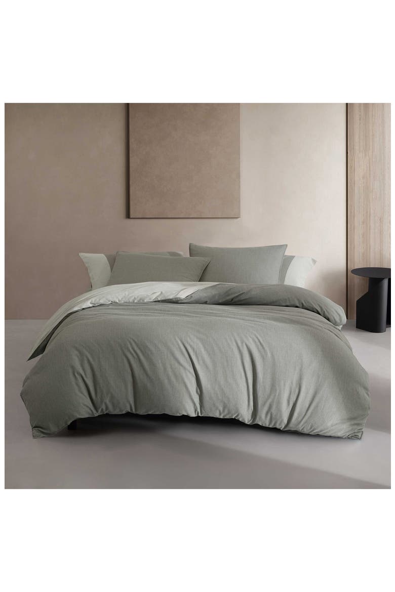 Contrast Weave Duvet Cover & Shams Set, Alternate, color, LIGHT / MEDIUM GREEN