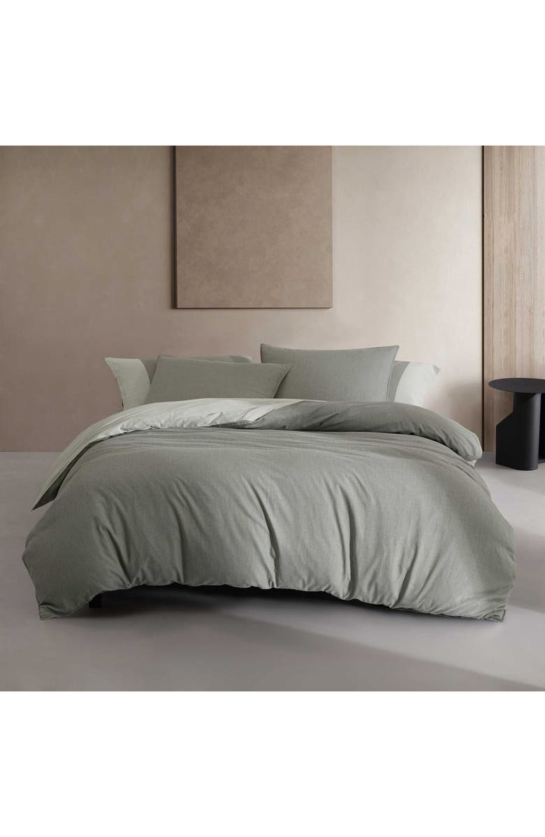 Calvin Klein Contrast Weave Duvet Cover & Shams Set, Alternate, color, Light / Medium Green