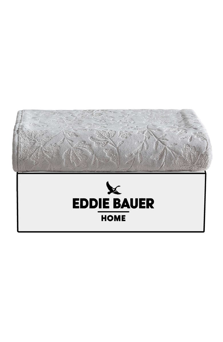 Eddie Bauer Woodblock Floral Fleece Throw, Alternate, color, Grey