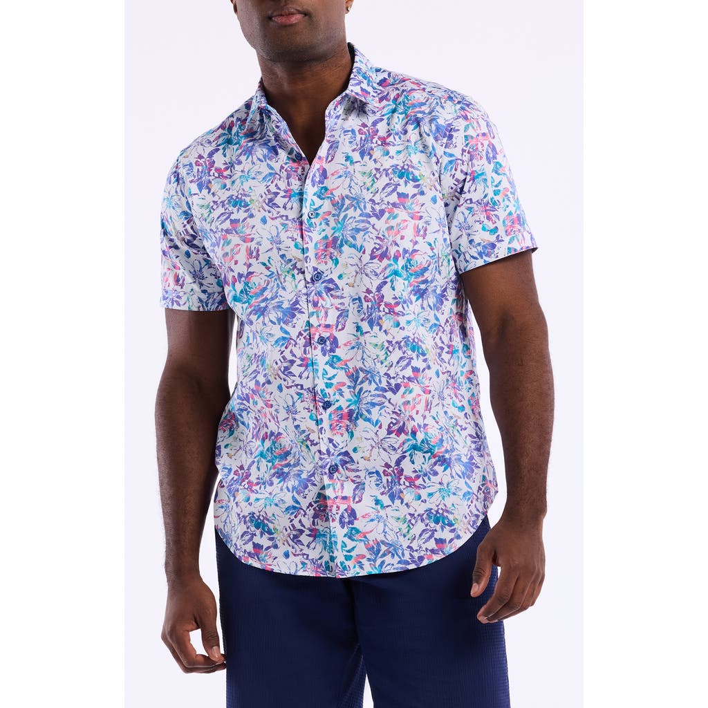 Robert Graham Jerome Short Sleeve Cotton Button-up Shirt In Blue