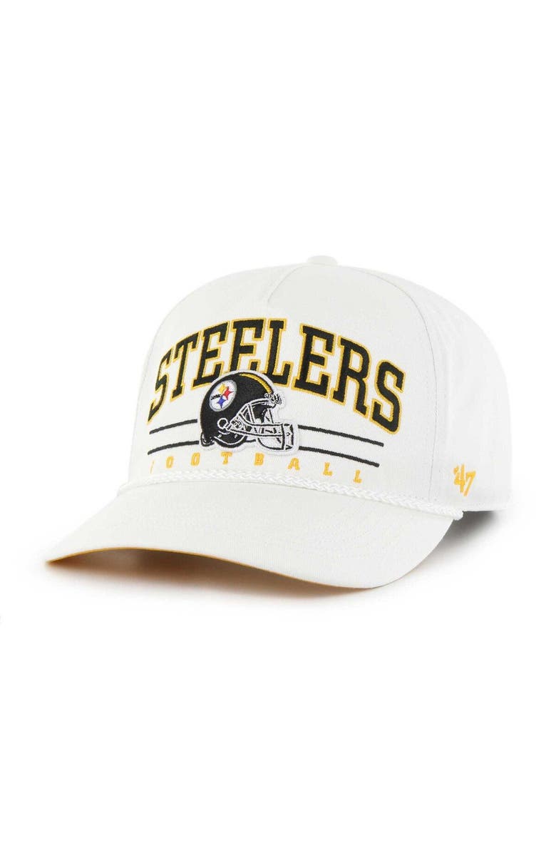 '47 Men's '47 White Pittsburgh Steelers Roscoe Hitch Adjustable Hat, Main, color,