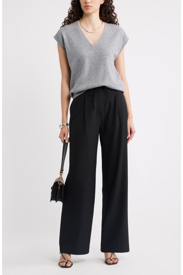 Drawstring Wide Leg Pants, Alternate, color, BLACK