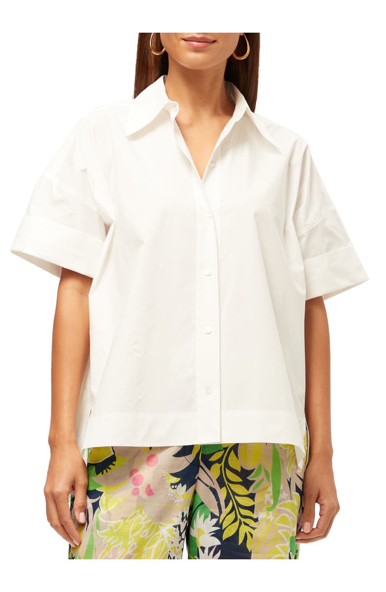 Trina Turk Oversized Button Up Poplin Opponent Top, Main, color, White