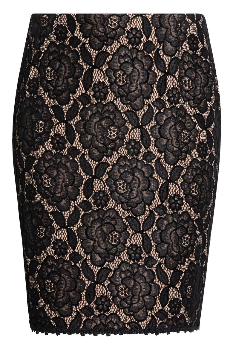 Bonded Lace Miniskirt, Alternate, color, BLACK NUDE