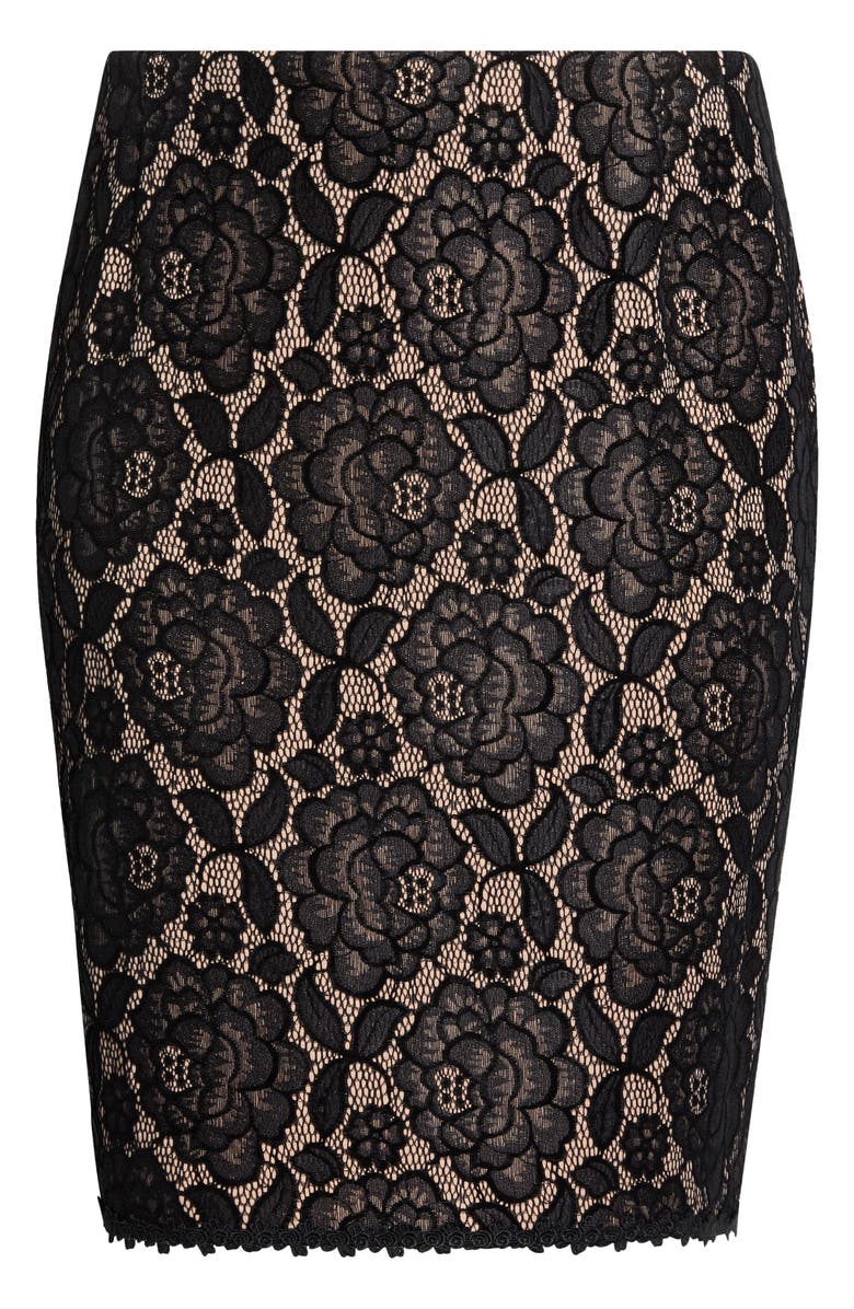 Tahari ASL Bonded Lace Miniskirt, Alternate, color, Black Nude