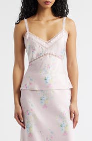 LoveShackFancy Lirena Floral Satin Top