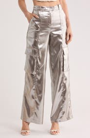 Simkhai Beatriz Metallic Wide Leg Cargo Pants