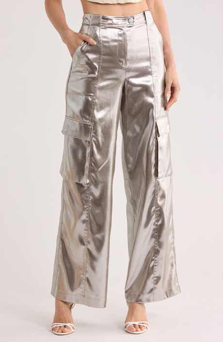 Simkhai Beatriz Metallic Wide Leg Cargo Pants