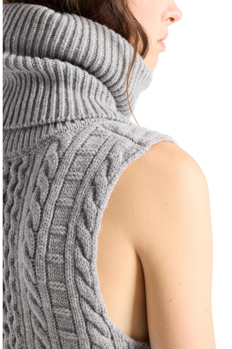 Cowl Neck Cable Vest, Alternate, color, WOOL SLATE