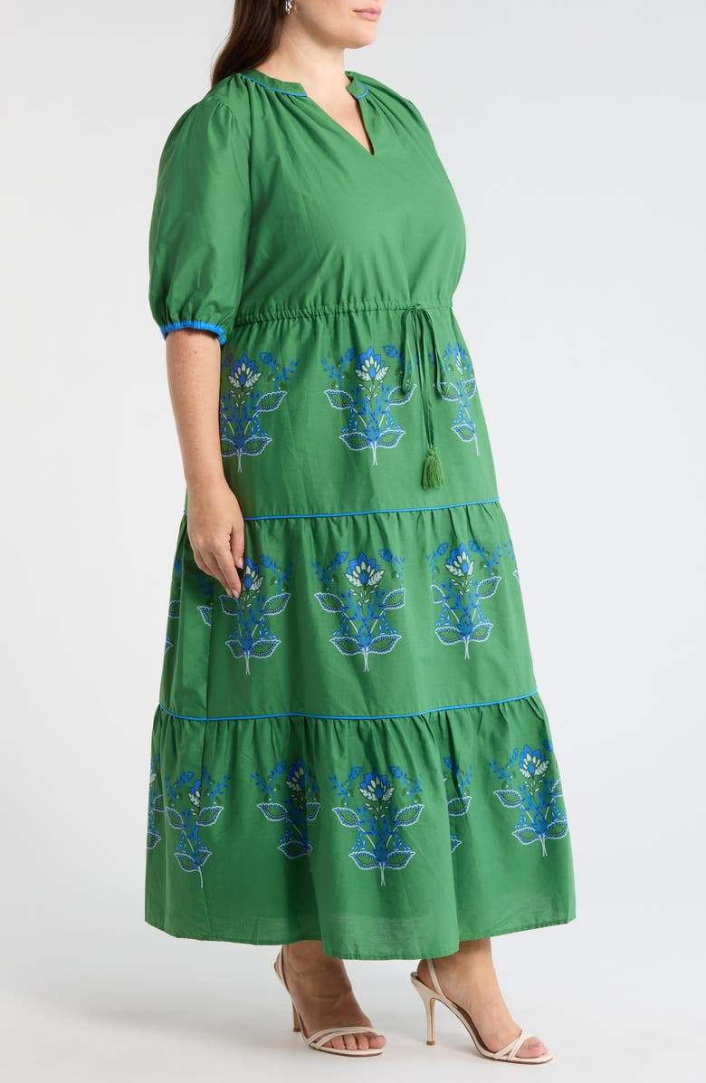 SUGARLIPS Meridy Floral Midi Dress, Alternate, color, Kelly Green/ Blue Multi