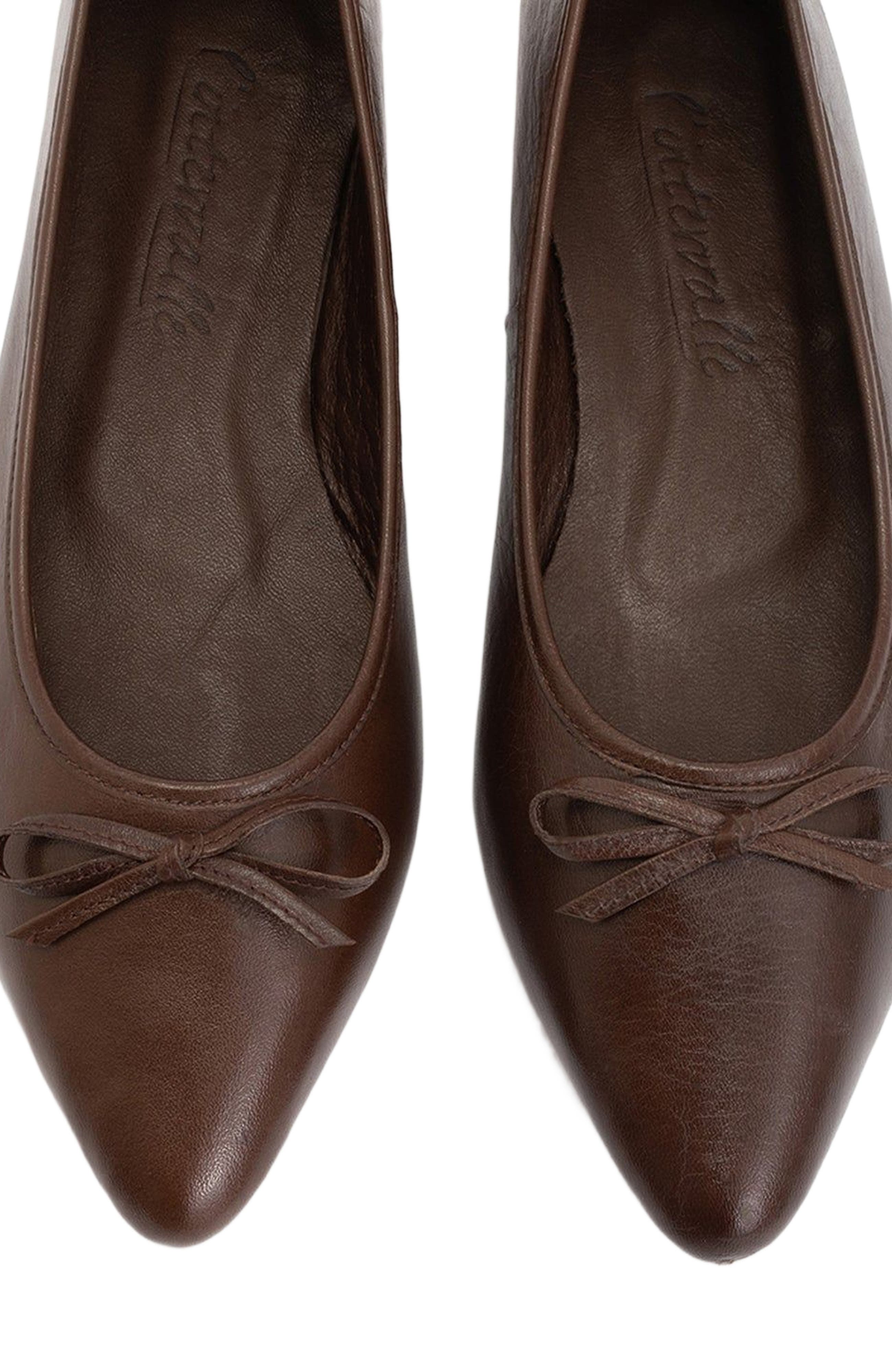 Forever & Always Shoes Ruby Leather Pointed Toe Flats, Alternate, color, Brown Leather